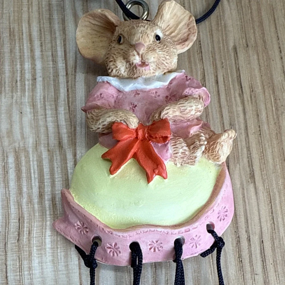 NIB Small Mouse Chime Pink/yellow With Bow